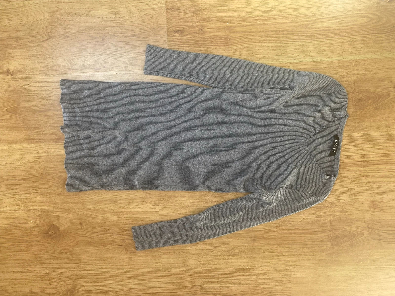 Vestido blusa túnica de malha cinza mescla LIU LI - decote em V 36 – photo 3